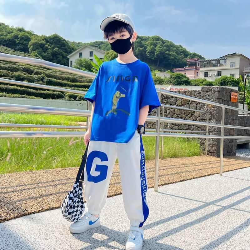Children's Boys Summer Middle Big Short Sleeve Fashionable Children's Suit