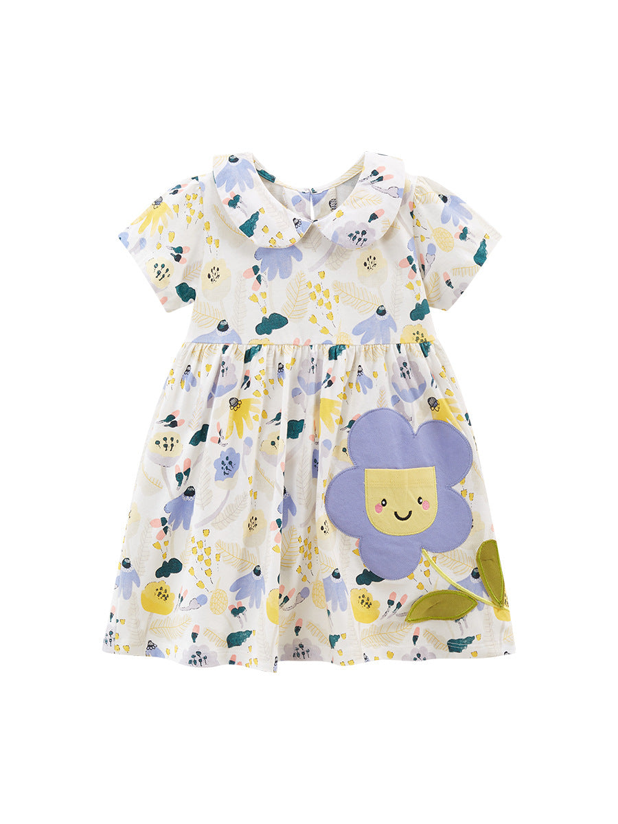 Watermark Cotton Skirt Cute Flowers Princess Children's Dress