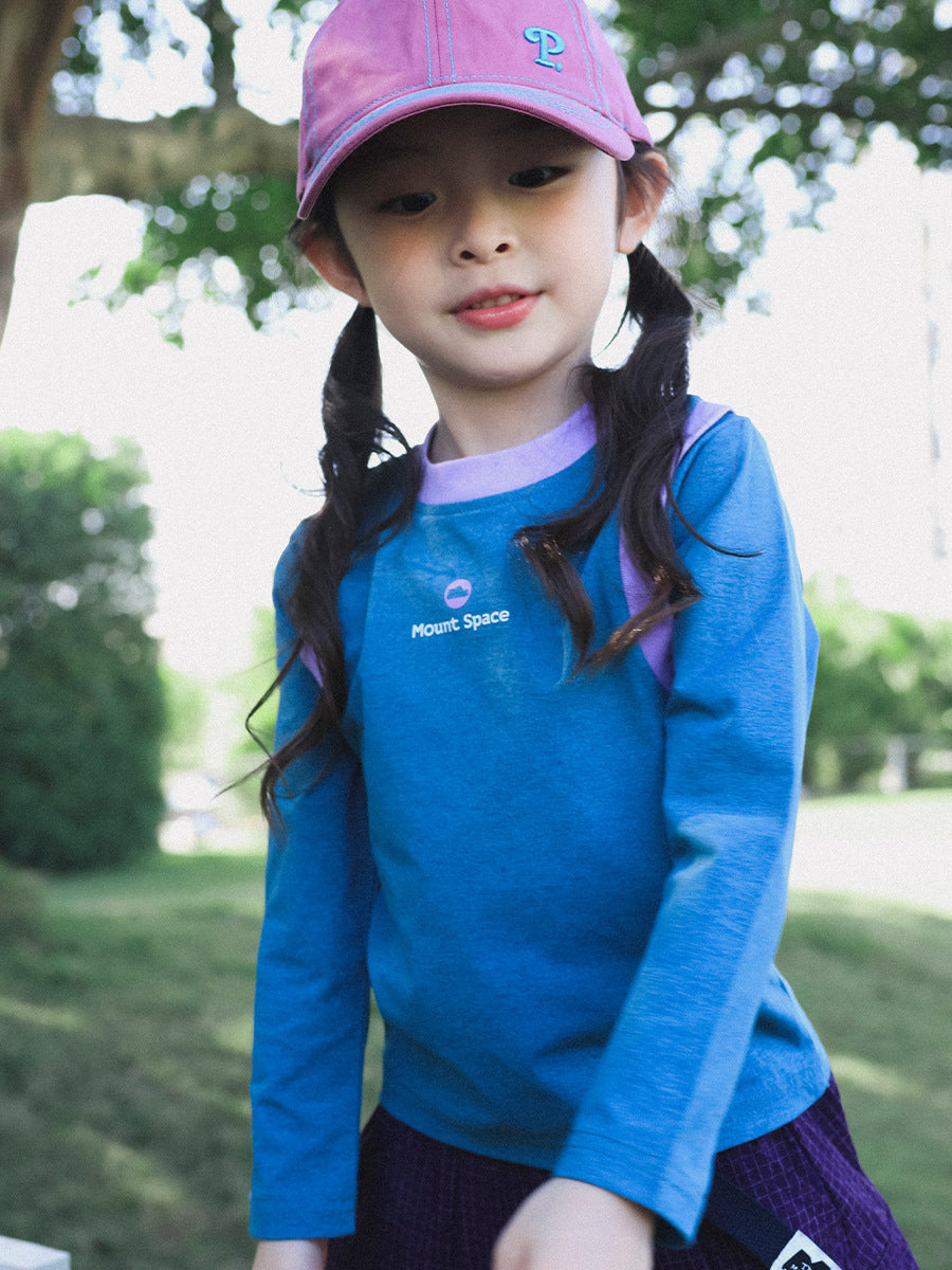 Children's Outdoor Sports Fake Two Pieces Slim Long Sleeve Top Older Children's T-shirt