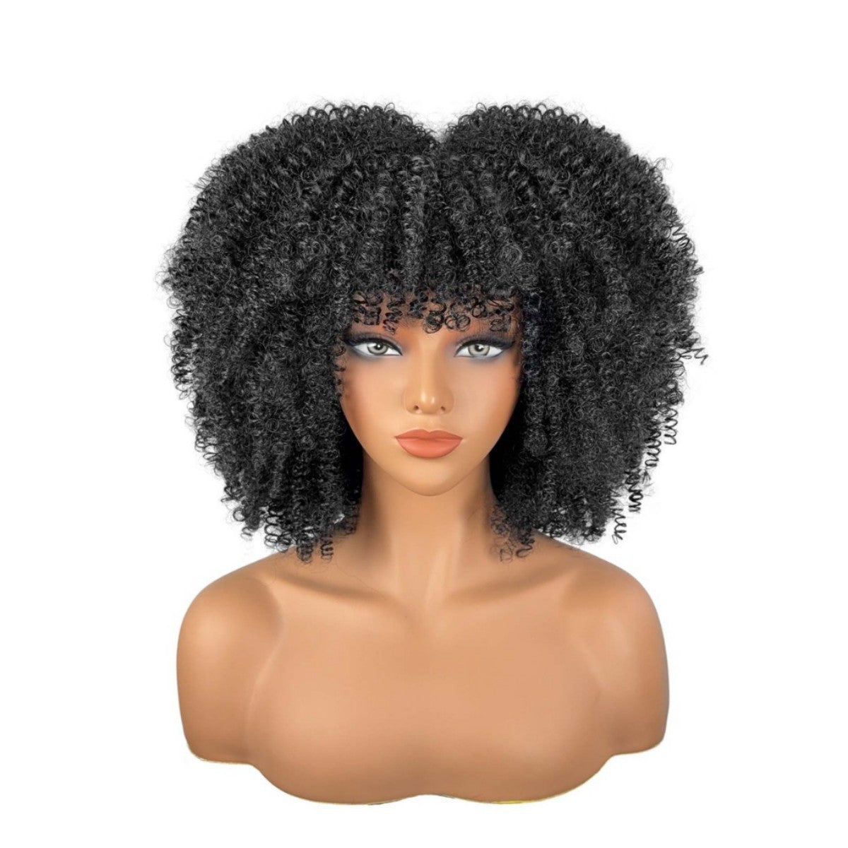 Women's African Small Long Afro Chemical Fiber Head Wig Short Curly Hair