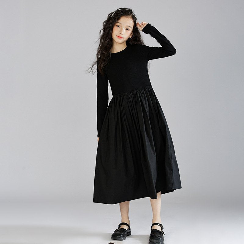 School Long Show Thin Black Bottoming Skirt Children's Dress