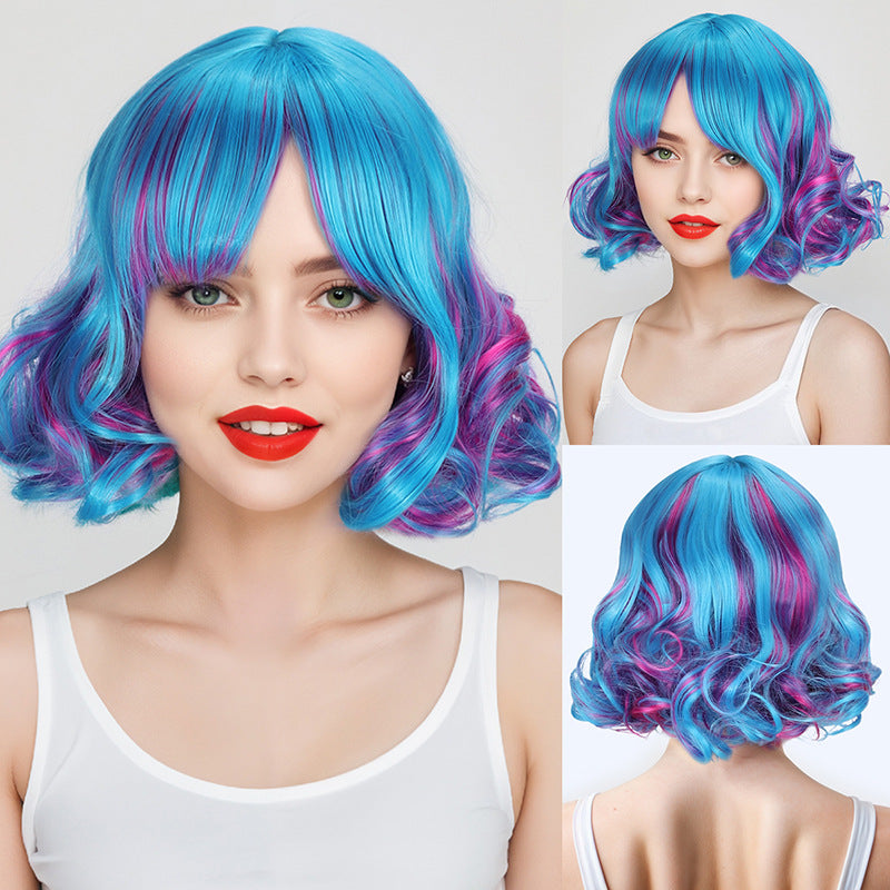 Style Super Cute Lolita Fashion Colorful Curly Wig Short Straight Hair