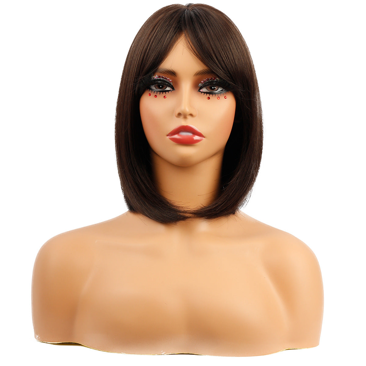 Trendy Female Gradient Wave Chemical Fiber Wig Short Straight Hair