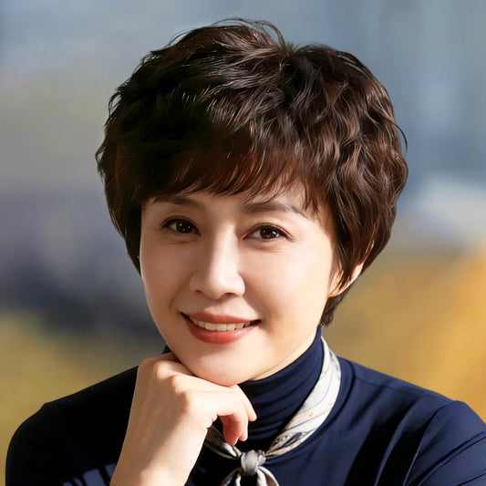 Style Human Female Grandma Years Old Wig Short Straight Hair