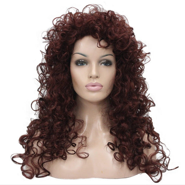 Women's African Wigs With Small Curly Hair Afro Synthetic Wig Long Curls