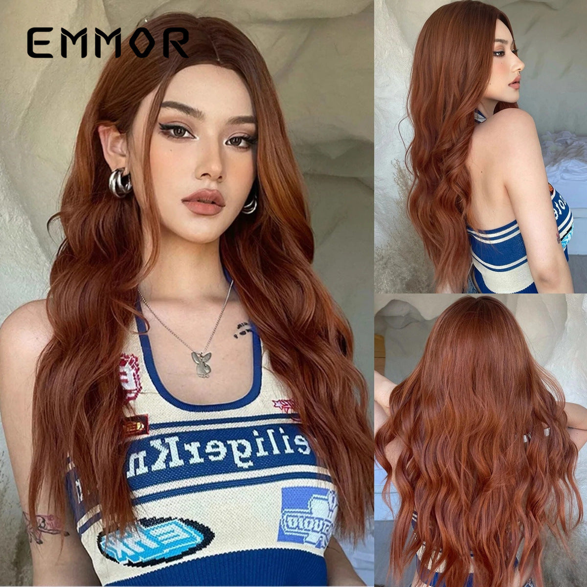 Female Atmosphere Dignified Goddess Gradient Brown Long Straight Wig