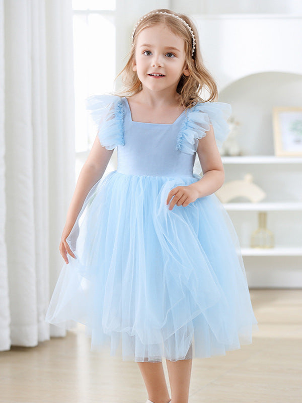 Children's Flying Sleeves Princess Flower Costume Shirt Tulle Children's Dress