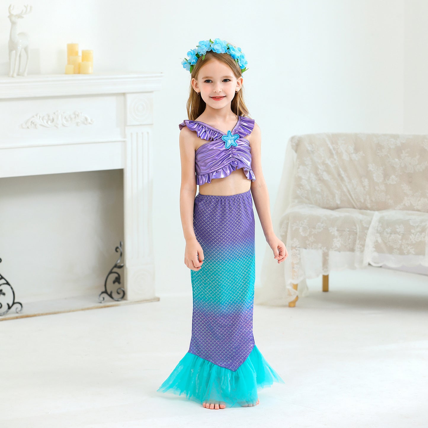 Mermaid Princess Tail Ball Gown Clothes Children's Dress
