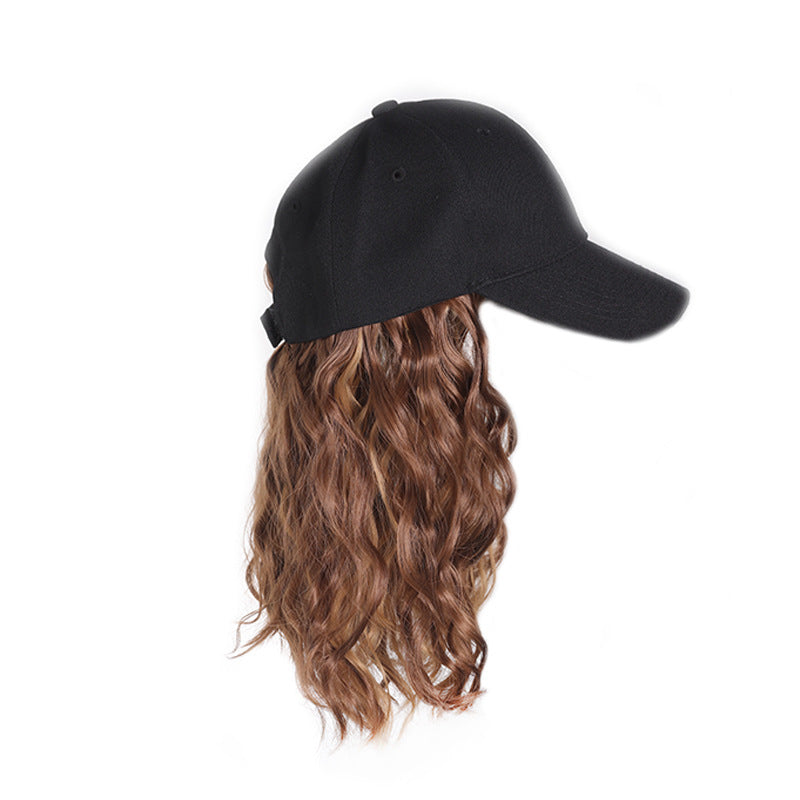 Hat Fashion Black Peaked Cap Corn Wig Short Curly Hair