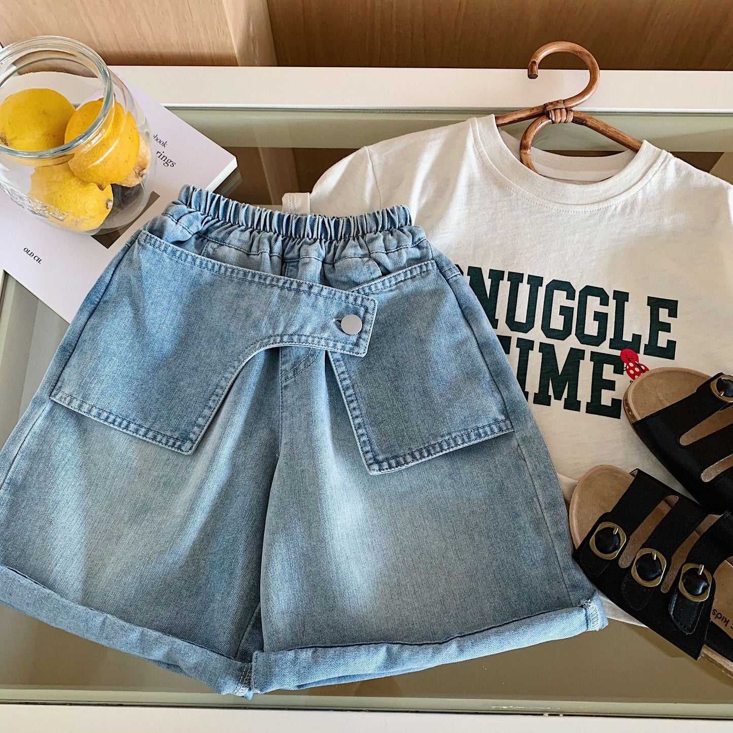 Children's Denim Shorts Summer Personal Leisure Middle Children's Pants