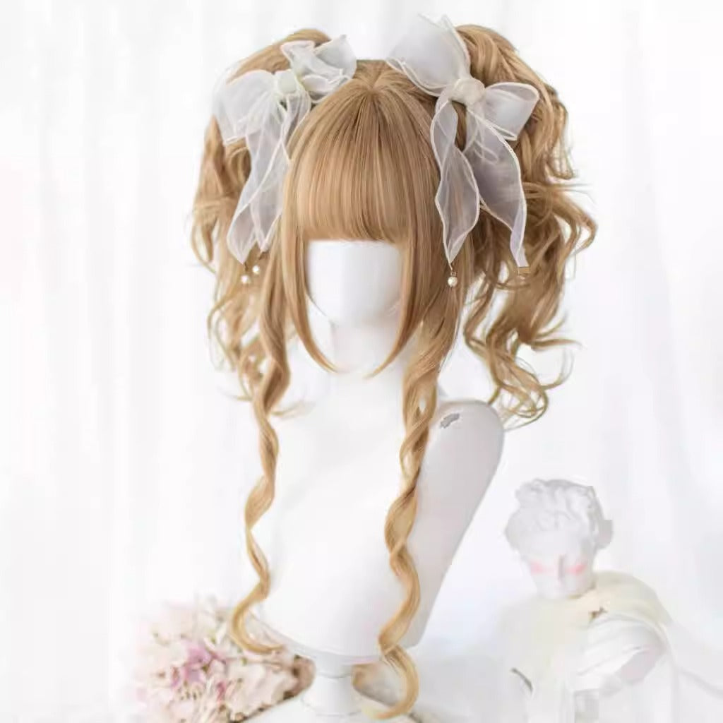 Collection Ancient Breakfast Double Ponytail Jaws Clamp Daily Retro Wig Long Curls