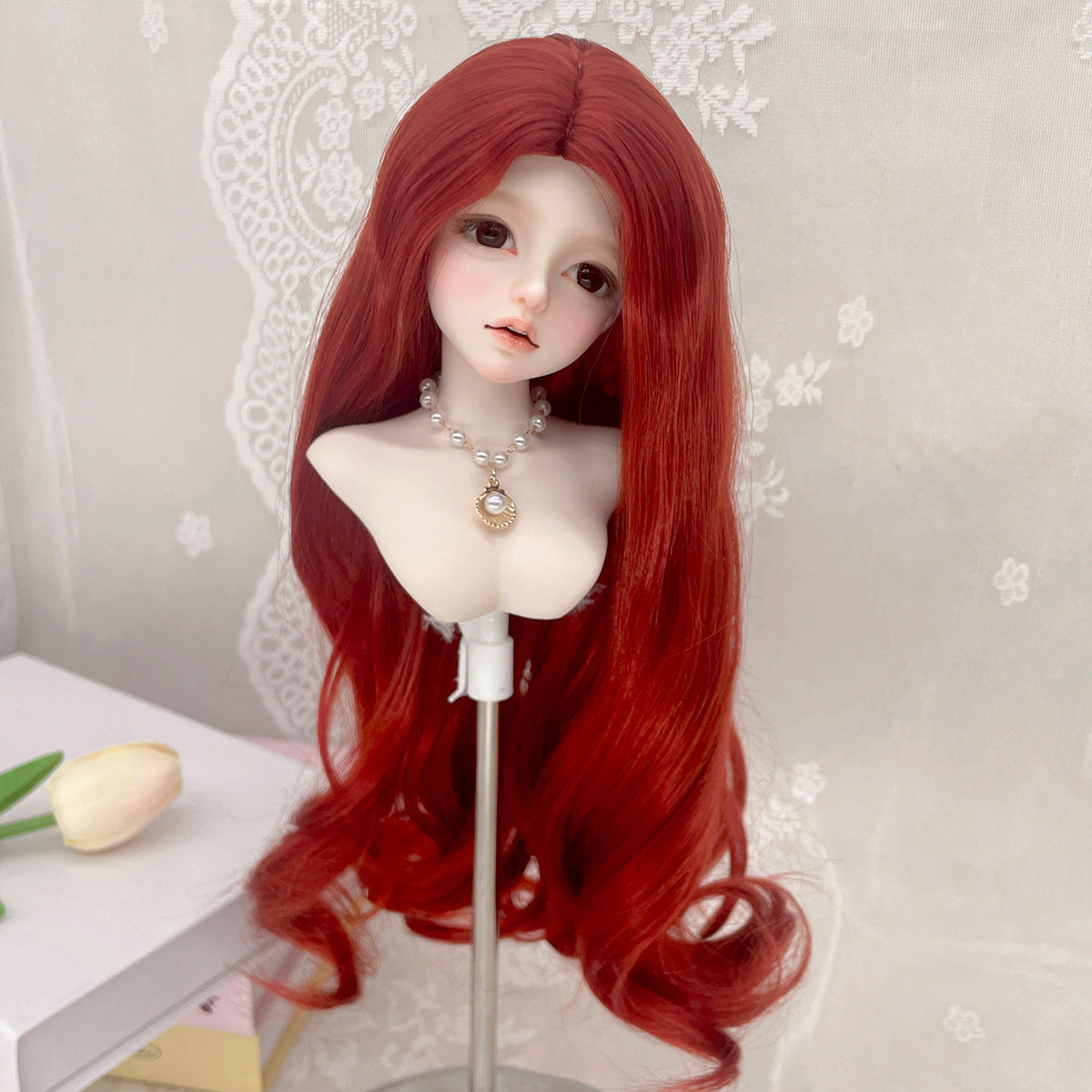 Silk Mid-length Long Curly Hair Embryo Head Cover Can Be Cos Wig