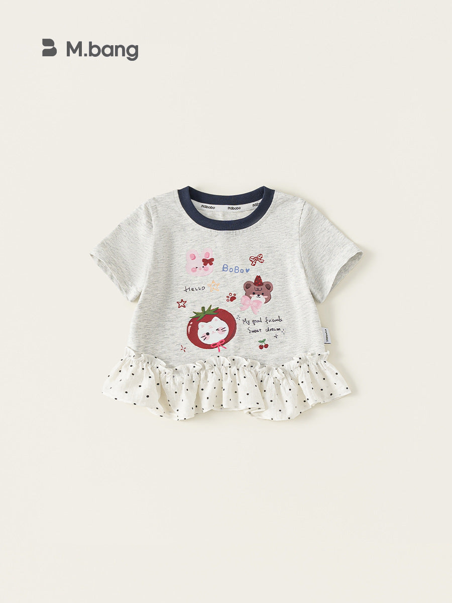 Children's Clothing Short-sleeved Lace Stitching Little Clothes Summer Thin Cute Children's T-shirt
