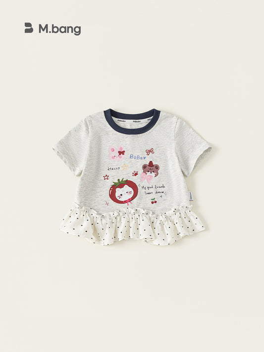 Children's Clothing Short-sleeved Lace Stitching Little Clothes Summer Thin Cute Children's T-shirt