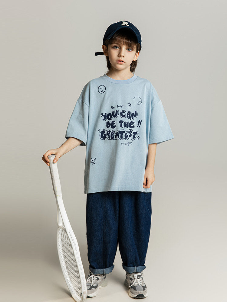 Korean Boys Casual Comfortable Short Sleeve Summer Wear Fashion Loose Children's T-shirt