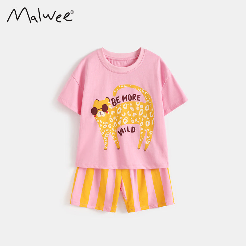 Summer Cute Little Round Neck T-shirt Children's Suit