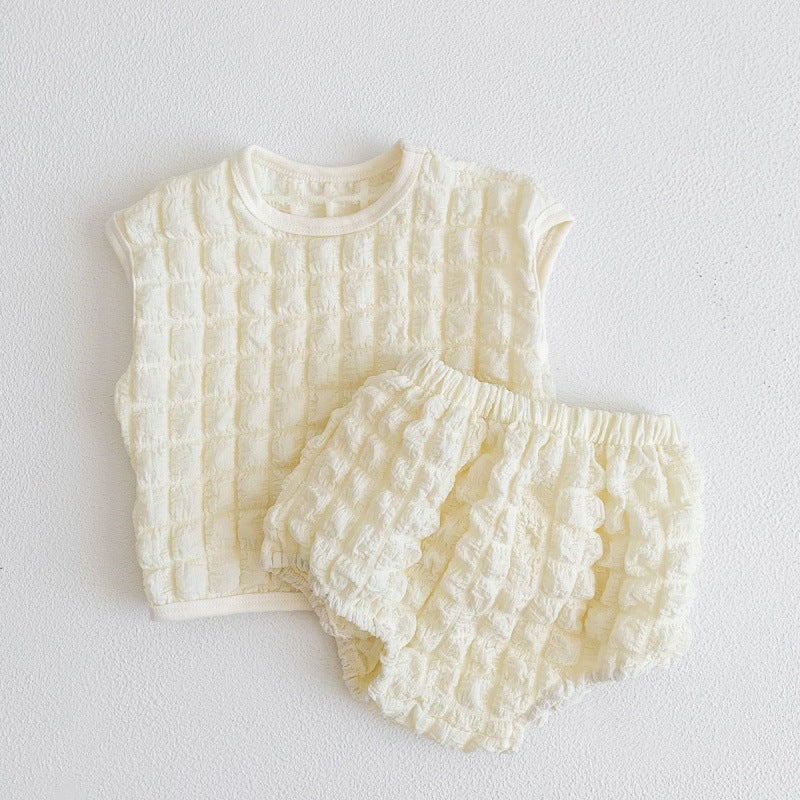 Style Sleeveless Vest Two-piece Summer Thin Clothes Born Children's Suit