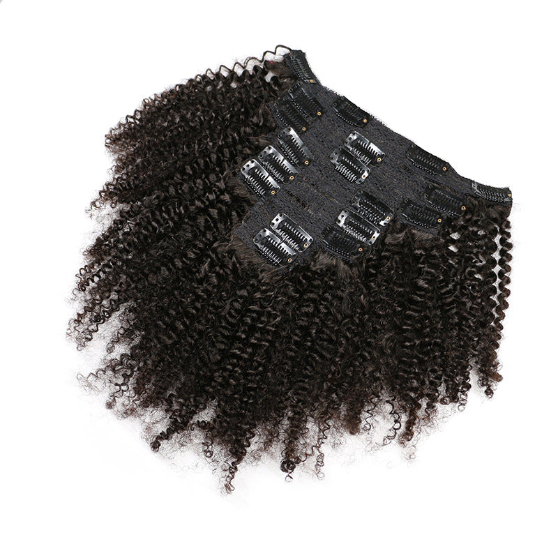 Hairpiece Clip Extension African Qu Afro Small Curly Real Hair Wig