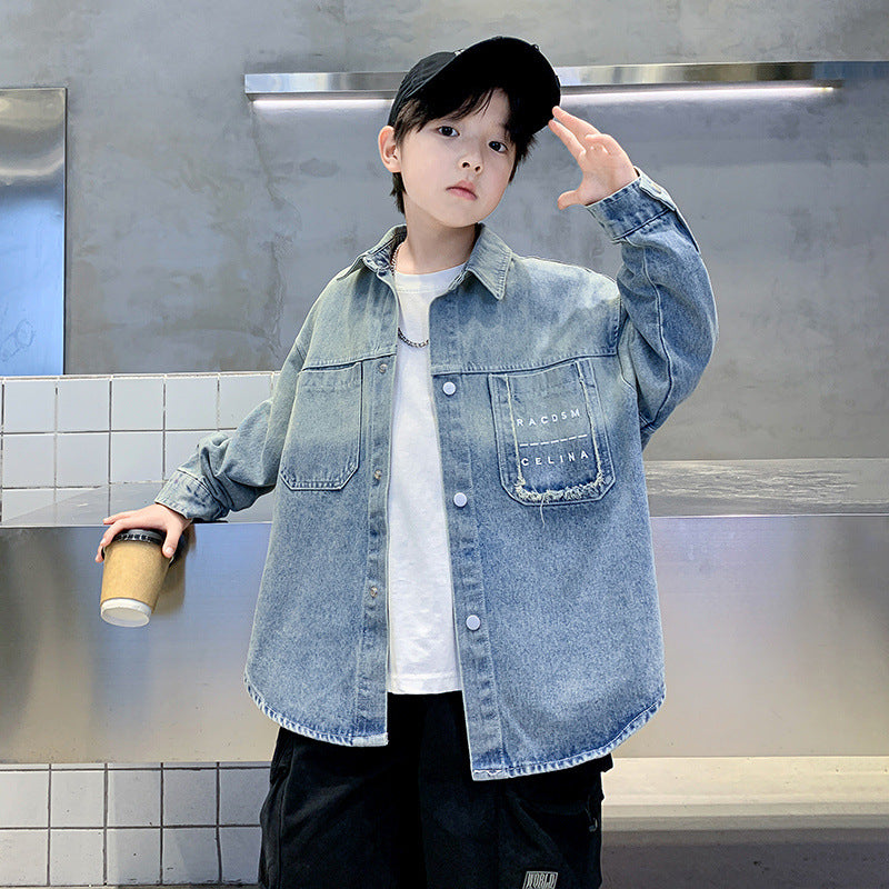 Children's Clothing Boy's Cowboy Autumn Coat Boy Teen Fashionable Long Sleeve Children's Shirt
