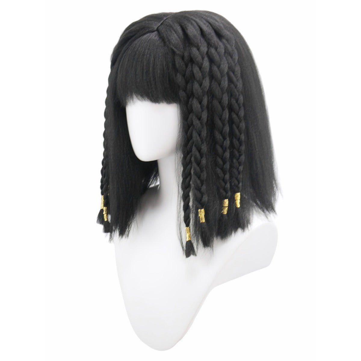 Anime Dress-up Golden Beads Straight Bangs Short Braid Egyptian Cos Wig