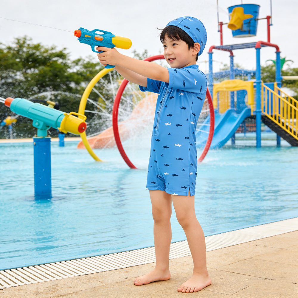 Children's Swimsuit Sunscreen For Boys Seaside Beach One Jumpsuit, Climbing Suit