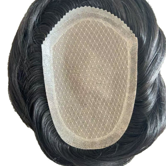 Men's Breathable Hand Woven Blank Double Delivery Men's Wig