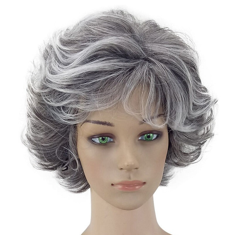 Fashion Curly Head Cover Fluffy Lifelike Wig Short Straight Hair