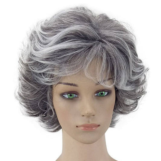 Fashion Curly Head Cover Fluffy Lifelike Wig Short Straight Hair