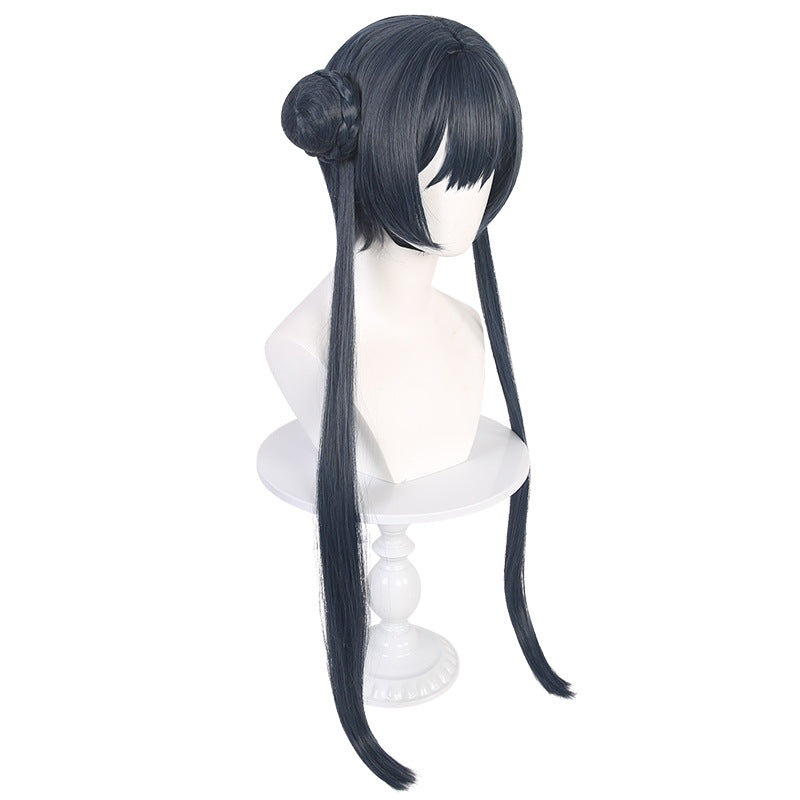 Blue File Concubine Artificial Human Scalp Split Hair Bag Double Cos Wig