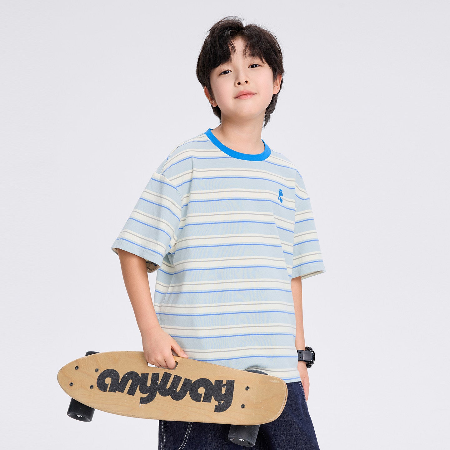 Children's Short-sleeved Summer Striped Boy Teen Half Children's T-shirt