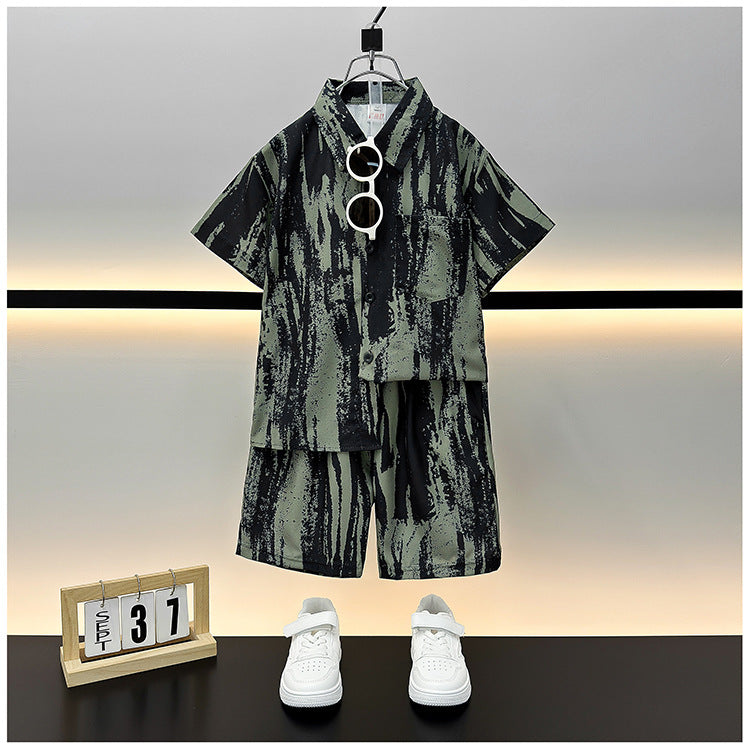 Children's Summer Casual Short Sleeve Shirt Outfit Trendy Loose Clothing Children's Suit