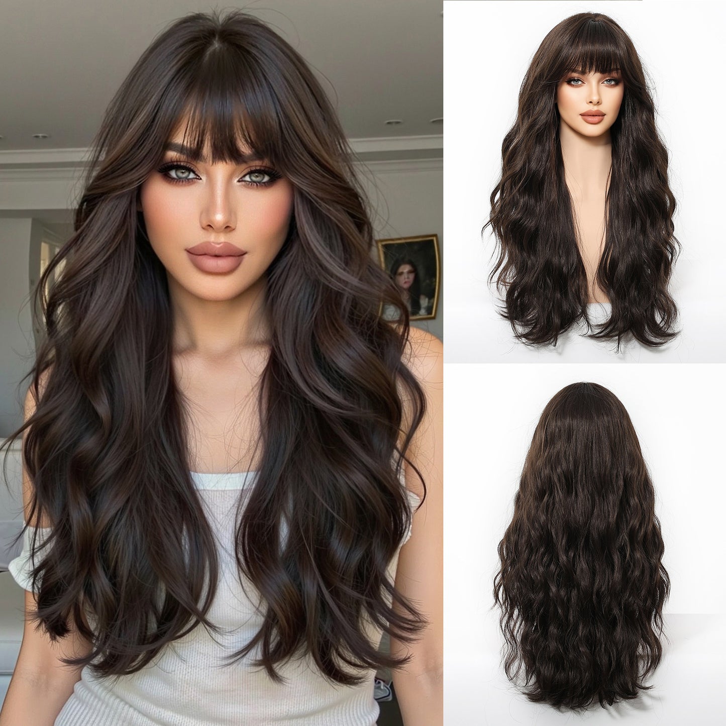 White Gold Color Barbie Wind Big Wave Curly Hair Fluffy Wig Long Curls