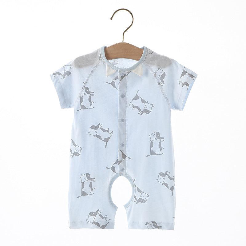 Thin Class Pure Cotton Boneless Short-sleeved Clothes Male Female Jumpsuit, Climbing Suit
