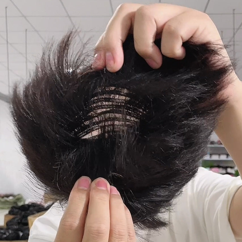 Men's Real Hair Supplementing Piece Hairpiece Mechanism Viscose Men's Wig