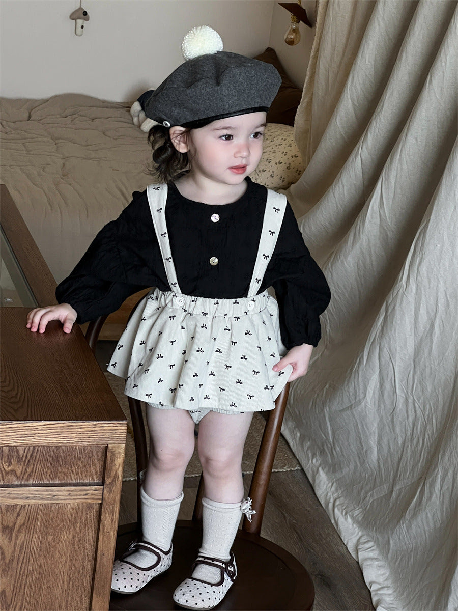Children's Korean Style Clothing Clothes Doll Shirt Strap Bag Fart Blouse Children's Suit