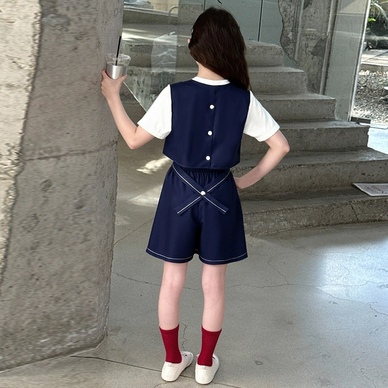 Children's Summer Short-sleeved Shorts Casual Korean Medium Big Western Style Children's Suit
