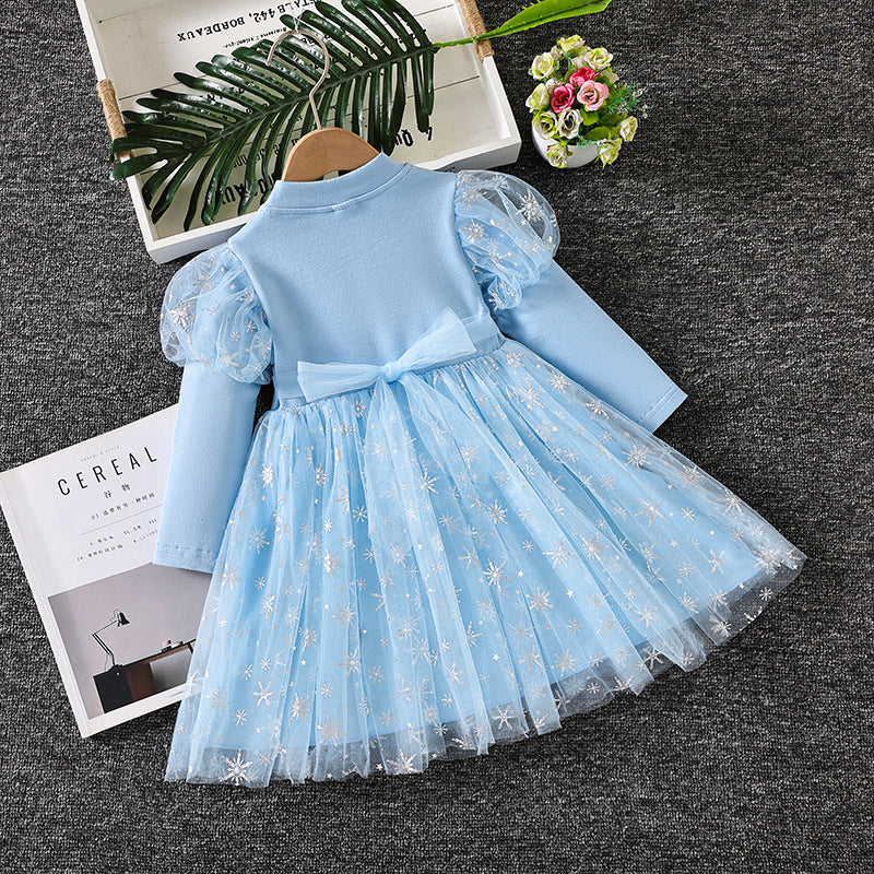 Autumn Frozen Western Style Aisha Princess Long Sleeve Tulle Children's Dress