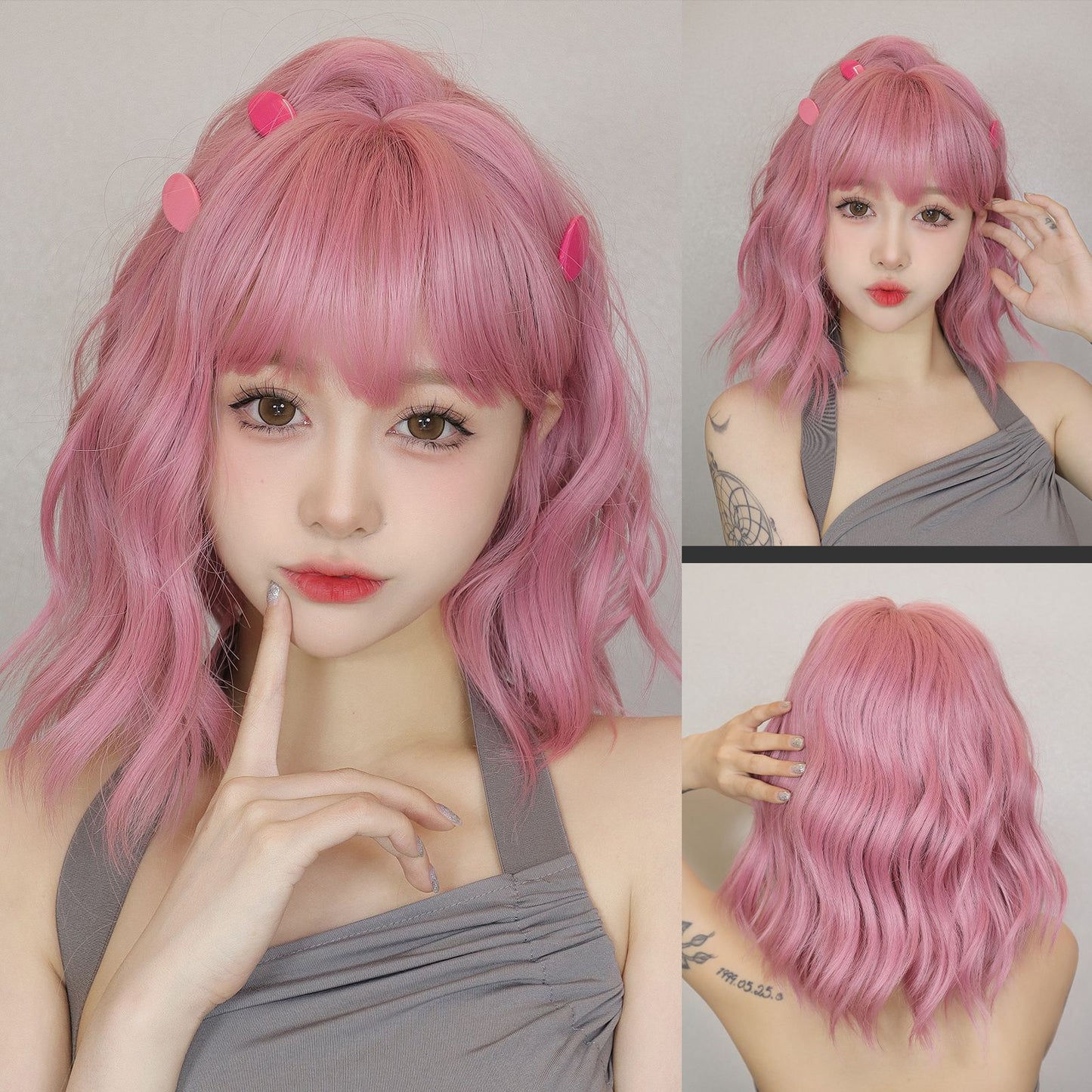 Female Cute Style Golden Short Curly Hair Matte Fiber Full Wig Long Curls