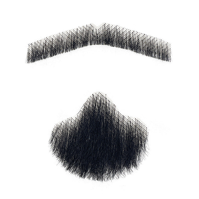 Men's Hand Woven Fake Seamless Human Hair Eyebrows Sideburns Film Television Men's Wig