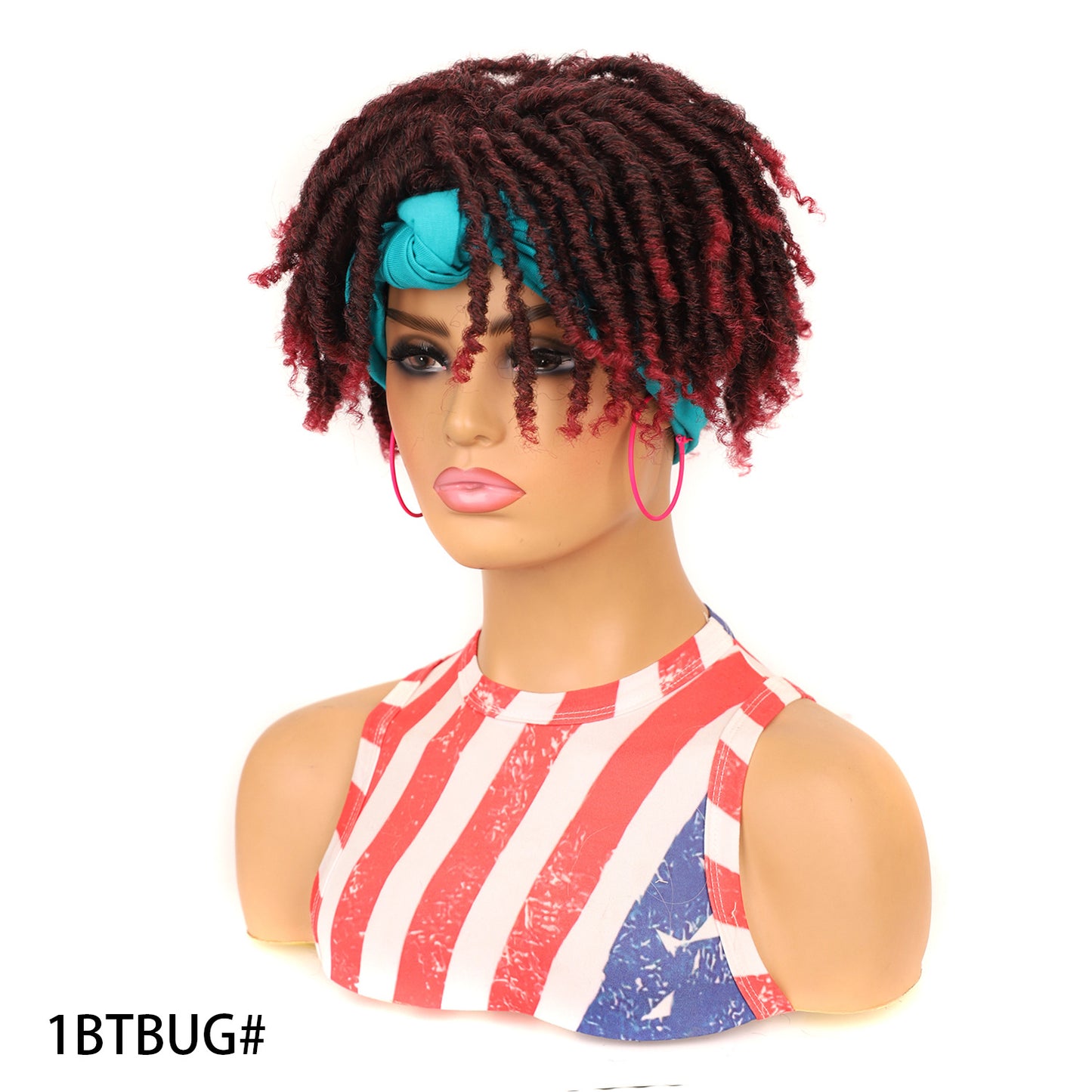 Turban Head Sleeve Curved Cover African Wig Short Curly Hair