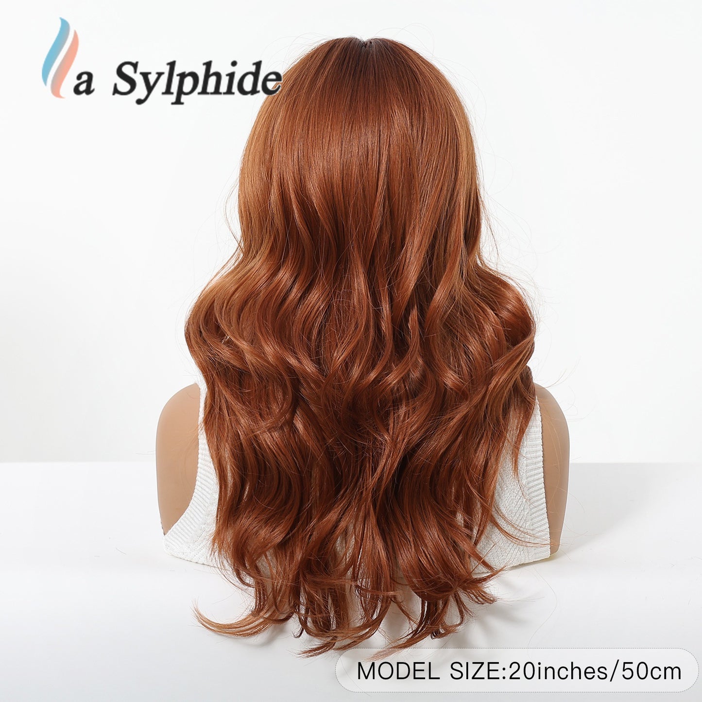 Straight Bangs Orange Rose Net Flip Natural Soft Fashion Large Wig Long Curls