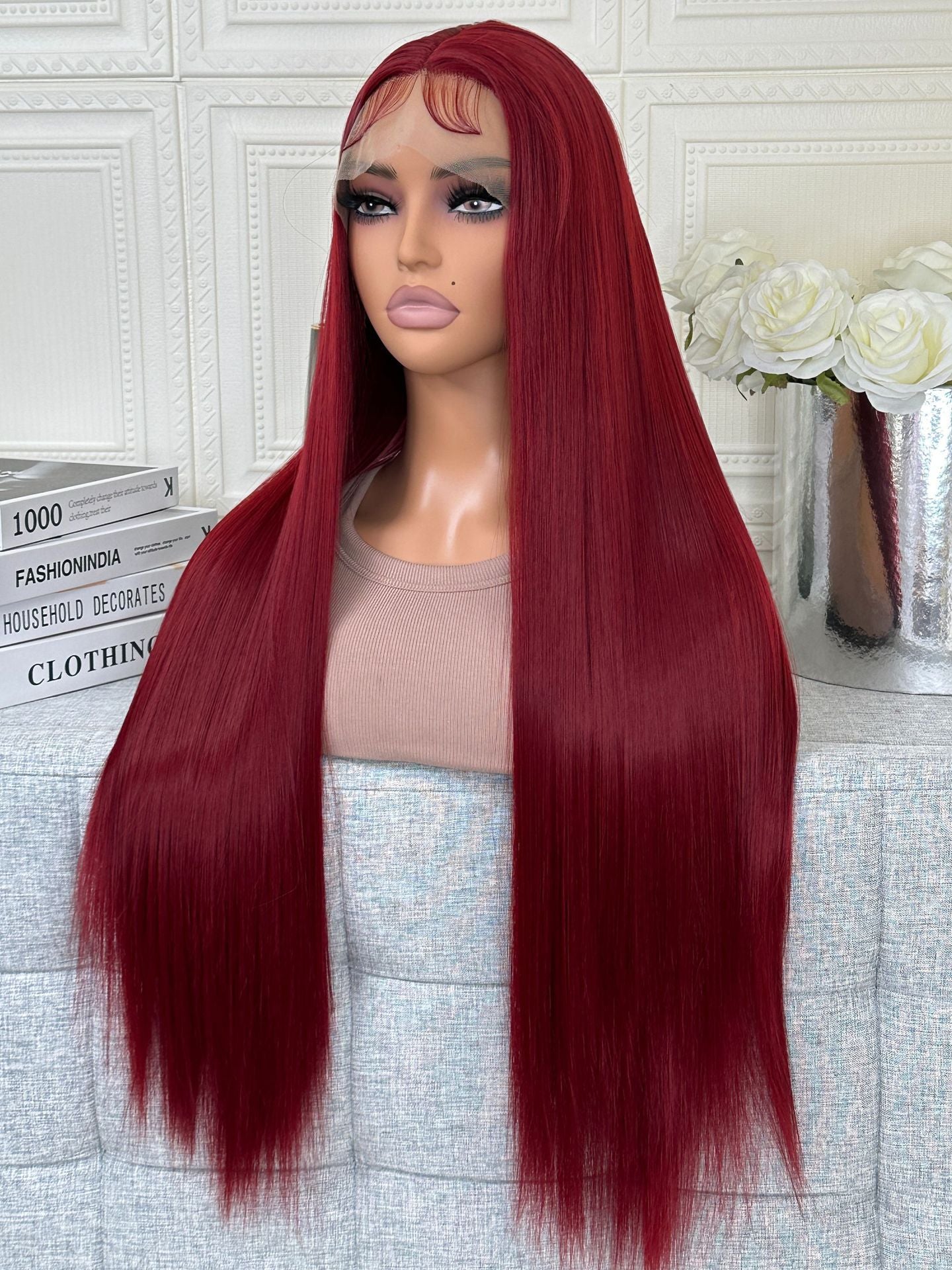 Women's Lace Chemical Fiber Natural Black Hand Crochet Long Straight Wig