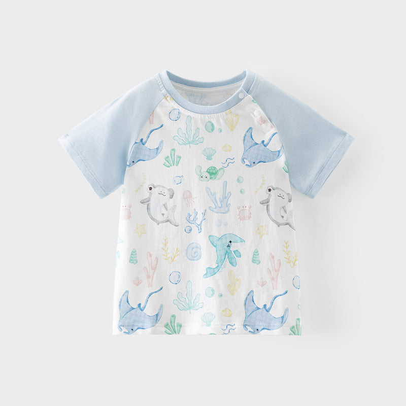 Children's Short-sleeved Summer Thin Raglan Sleeve Cotton Children's T-shirt