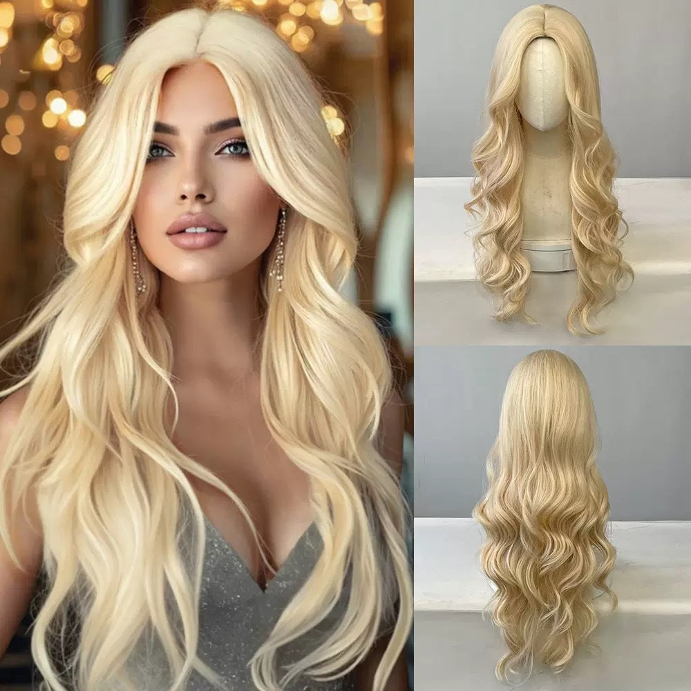 Women's Forehead Lace Natural Mid-length Hair Big Wave Small Curly Wig Long Curls