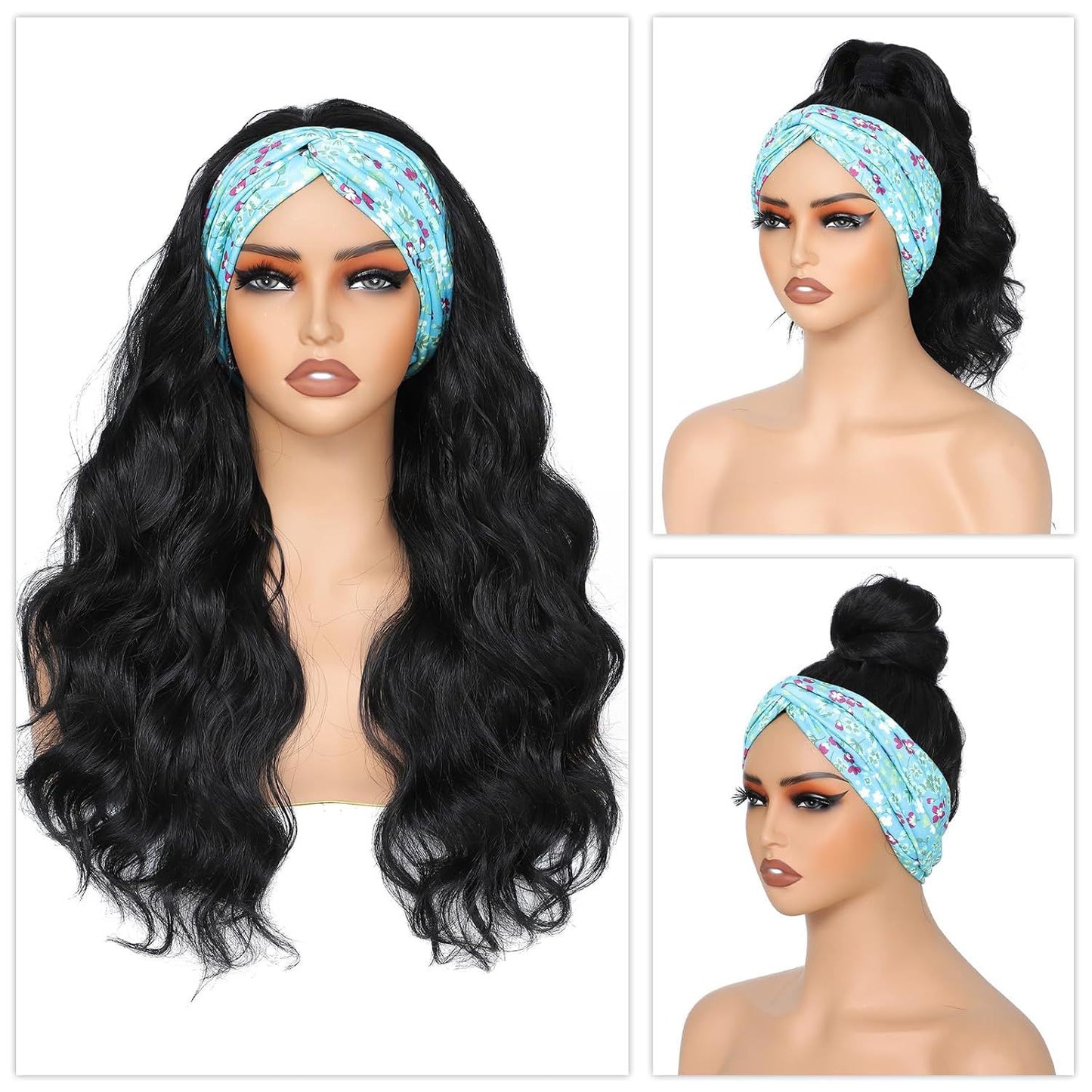 Women's African Ice Ribbon Black Big Wave Curly Hair Wig Long Curls