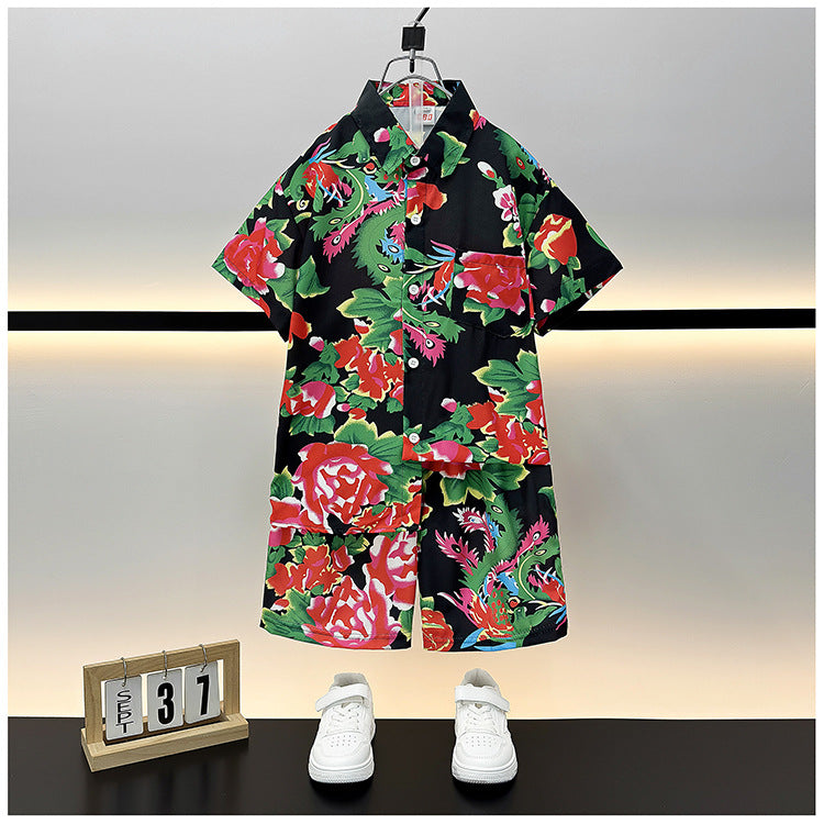 Children's Summer Casual Short Sleeve Shirt Outfit Trendy Loose Clothing Children's Suit