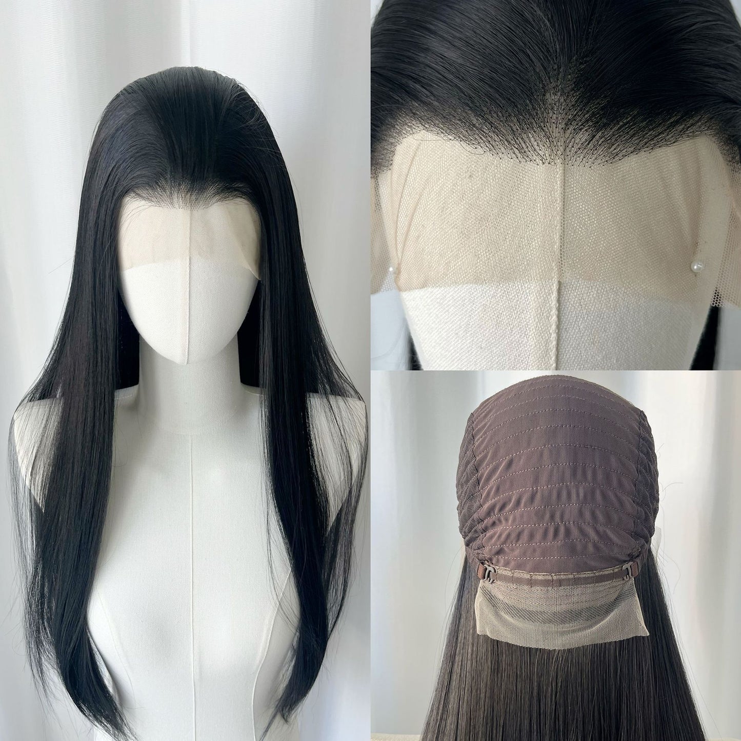 Brown Hand Crochet Forehead Lace Female Comic Long Straight Wig