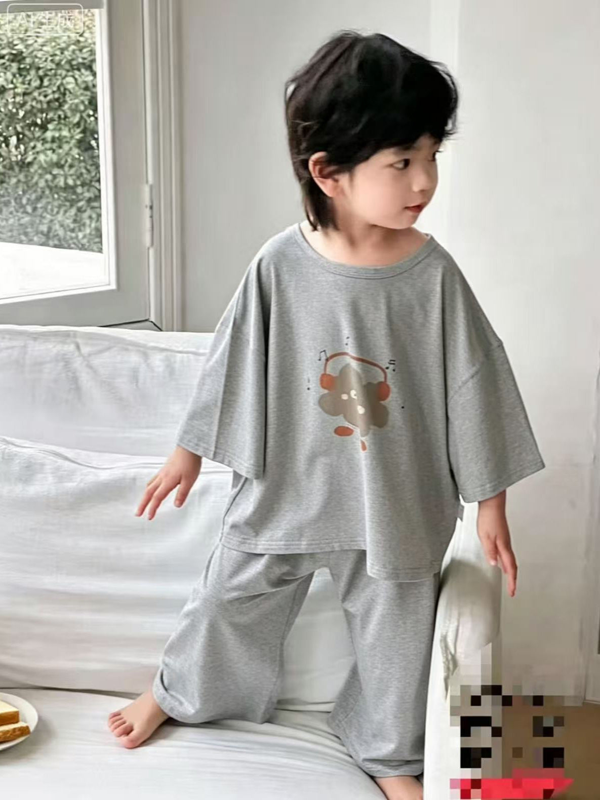 Children's Three-quarter Sleeve Cropped Pants Modal Class Children's Suit