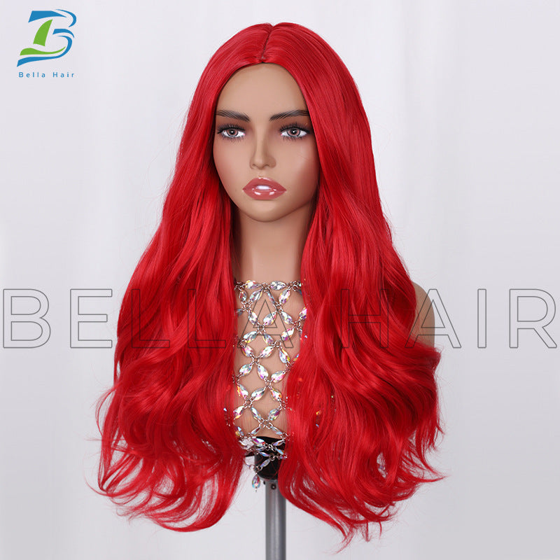 Red Medium Large Wave Long Fashion Fiber Wig Short Curly Hair