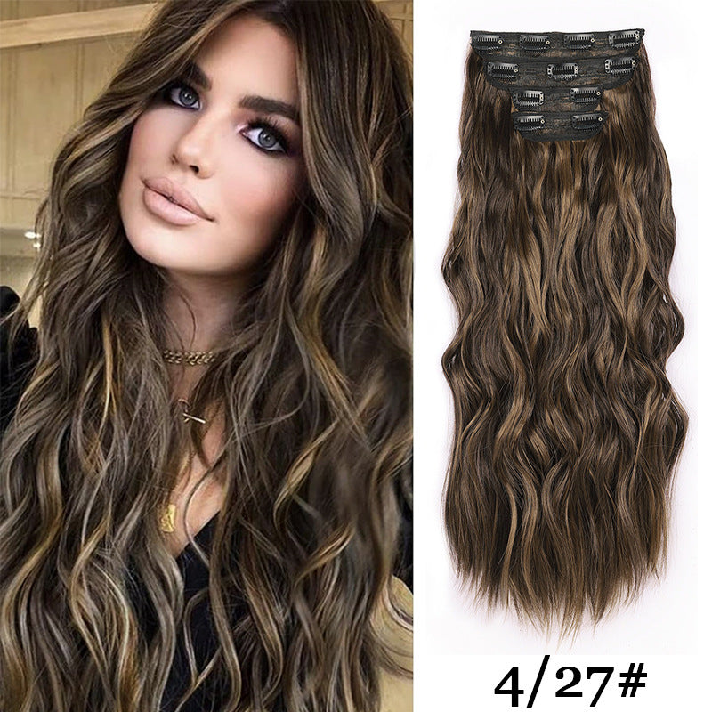 Hairpiece Clip Hair Extension Card Invisible Wig Long Curls